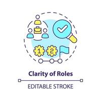 Transparenz und Klarheit von Rollen multi Farbe Konzept Symbol. klar Anforderungen zum Mitarbeiter. runden gestalten Linie Illustration. abstrakt Idee. Grafik Design. einfach zu verwenden im Werbung Material vektor