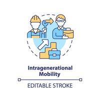 intragenerational Mobilität multi Farbe Konzept Symbol. Werdegang Fortschreiten. Verschiebung von Blau Halsband zu Weiß Kragen. runden gestalten Linie Illustration. abstrakt Idee. Grafik Design. einfach zu verwenden vektor