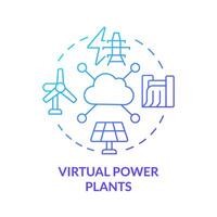 virtuell kraft växter blå lutning begrepp ikon. miljövänligt generation anläggningar. förnybar energi parker. runda form linje illustration. abstrakt aning. grafisk design. lätt till använda sig av i broschyr vektor