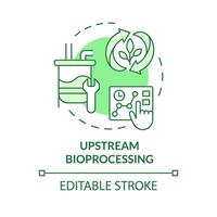 stromaufwärts Bioverarbeitung Grün Konzept Symbol. selektiv Zucht, Bioprozess Entwicklung. landwirtschaftlich Bedingungen. runden gestalten Linie Illustration. abstrakt Idee. Grafik Design. einfach zu verwenden vektor