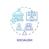 socialism ideologi blå lutning begrepp ikon. kollektiv ekonomi planera. auktoritär politisk strukturera. runda form linje illustration. abstrakt aning. grafisk design. lätt till använda sig av vektor