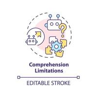 Verständnis Einschränkungen multi Farbe Konzept Symbol. Mensch Sprache Deutung. runden gestalten Linie Illustration. abstrakt Idee. Grafik Design. einfach zu verwenden im Infografik, Präsentation vektor