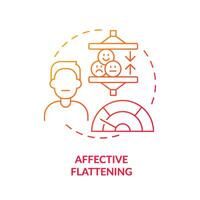 affektiv plattning röd lutning begrepp ikon. schizofreni symptom. runda form linje illustration. abstrakt aning. grafisk design. lätt till använda sig av i infografik, presentation, broschyr, häfte vektor