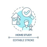 Zuhause Studie Sanft Blau Konzept Symbol. Sozial Arbeiter Zuhause besuchen. Familie Bewertung. legal Prozess von Annahme. runden gestalten Linie Illustration. abstrakt Idee. Grafik Design. einfach zu verwenden vektor