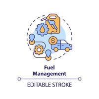Treibstoff Verwaltung multi Farbe Konzept Symbol. Route Optimierung, Effizienz Kontrolle. runden gestalten Linie Illustration. abstrakt Idee. Grafik Design. einfach zu verwenden im Infografik, Präsentation vektor