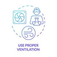 rätt ventilation använda sig av blå lutning begrepp ikon. farlig ångor. teknik kontrollera, arbetsplats säkerhet. runda form linje illustration. abstrakt aning. grafisk design. lätt till använda sig av presentation vektor