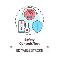 Sicherheit Kontrollen Prüfung multi Farbe Konzept Symbol. Alarm System. hvac Sicherheit Mechanismus. verhindern Unfall. runden gestalten Linie Illustration. abstrakt Idee. Grafik Design. einfach zu verwenden im Werbung Material vektor