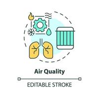 luft kvalitet mång Färg begrepp ikon. luft filtrera ersättning. respiratorisk hälsa. hvac systemet. runda form linje illustration. abstrakt aning. grafisk design. lätt till använda sig av i PR material vektor