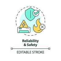 Verlässlichkeit und Sicherheit multi Farbe Konzept Symbol. regulatorisch Einhaltung. hvac System Wartung. runden gestalten Linie Illustration. abstrakt Idee. Grafik Design. einfach zu verwenden im Werbung Material vektor