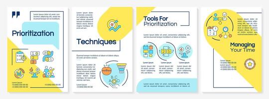 prioritering tekniker grön cirkel broschyr mall. folder design med linjär ikoner. redigerbar 4 vektor layouter för presentation, årlig rapporter