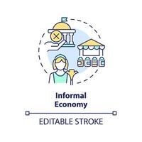 informell ekonomi mång Färg begrepp ikon. finansiell decentralisering. trottoar handel. runda form linje illustration. abstrakt aning. grafisk design. lätt till använda sig av i broschyr, häfte vektor