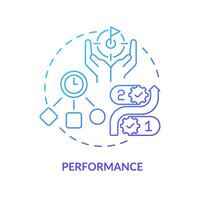 prestanda blå lutning begrepp ikon. produktivitet förbättring. runda form linje illustration. abstrakt aning. grafisk design. lätt till använda sig av i infografik, PR material, artikel, blog posta vektor