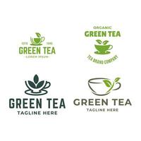 uppsättning av färsk te logotyp vektor illustration