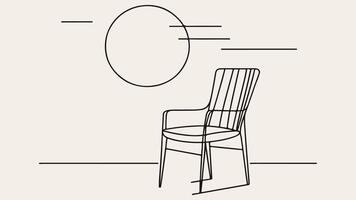 kontinuierlich Linie Kunst Stil einfach Illustrator Zeichnung modern Stuhl Weiß Hintergrund vektor