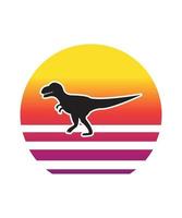 Dinosaurier Retro-Sonnenuntergang-Design-Vorlage vektor