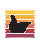 Huhn Retro-Sonnenuntergang-Design-Vorlage vektor