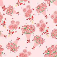 blommor och kärlek i en rosa tema i en sömlös mönster design vektor