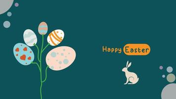 social media posta aning för påsk ägg bakgrund isolerat i grön, hand dra linje kanin, kostym för dekoration ,webb, baner , tapet , med tom Plats vektor