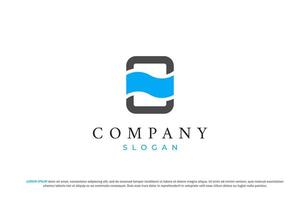 logotyp fyrkant och flagga minimal företag vektor