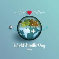 hälsa värld dag 2024, vektor illustration affisch begrepp design med värld Karta.