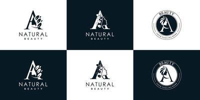 Brief Logo ein Design Sammlung mit Natur Schönheit Konzept Prämie Vektor