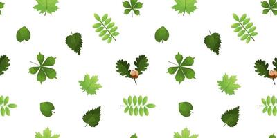 Vektor nahtlos Grün Wald Blätter. Frühling oder Sommer- Design zum Einladungen, Gruß Karten, Verpackung, Hintergrund.