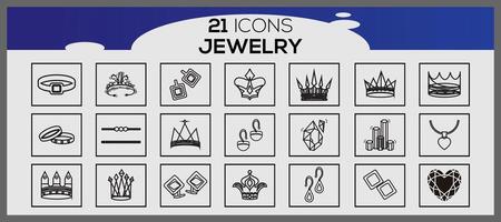 Vektor kostbar Juwelen Symbol einstellen Schmuck 21 Linie Symbol Pack Schmuck und Edelsteine Linie Vektor Symbole