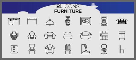 Vektor Möbel und Zuhause Dekorationen einstellen von Symbole Geschäft und Symbole einstellen Möbel Elemente einstellen