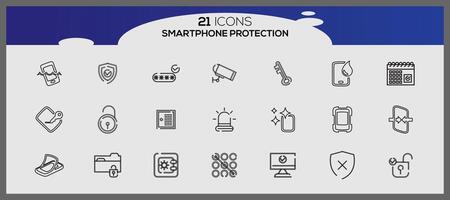 Vektor Smartphone Schutz Symbol einstellen Sicherheit und Schutz Symbole Pack Sicherheit System Symbol einstellen