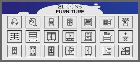 vektor möbel och Hem dekorationer uppsättning av ikoner företag och ikoner uppsättning möbel element uppsättning