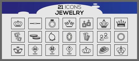 Vektor kostbar Juwelen Symbol einstellen Schmuck 21 Linie Symbol Pack Schmuck und Edelsteine Linie Vektor Symbole