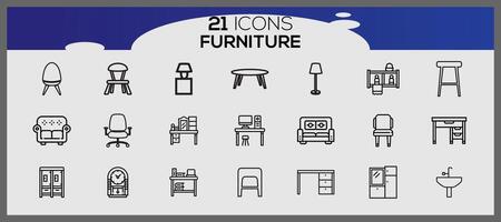 vektor möbel och Hem dekorationer uppsättning av ikoner företag och ikoner uppsättning möbel element uppsättning