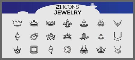 Vektor kostbar Juwelen Symbol einstellen Schmuck 21 Linie Symbol Pack Schmuck und Edelsteine Linie Vektor Symbole