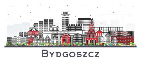 bydgoszcz polen stad horisont med Färg byggnader isolerat på vit. bydgoszcz stadsbild med landmärken. företag och turism begrepp med modern och historisk arkitektur. vektor