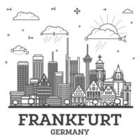 översikt frankfurt Tyskland stad horisont med modern byggnader isolerat på vit. frankfurt stadsbild med landmärken. vektor