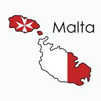 översikt teckning av malta flagga Karta. vektor