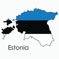 översikt teckning av estland flagga Karta. vektor
