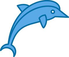 Delfin gefüllt Blau Symbol vektor