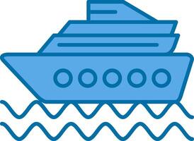 Kreuzfahrt Schiff gefüllt Blau Symbol vektor