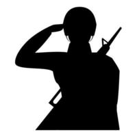 Soldat grüßt mit Gewehr vektor