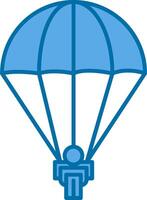 Fallschirmspringen gefüllt Blau Symbol vektor