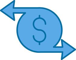Geld Transfer gefüllt Blau Symbol vektor
