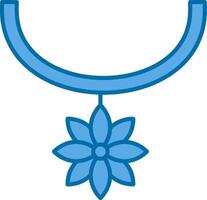 blomma halsband fylld blå ikon vektor