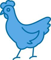 kyckling fylld blå ikon vektor