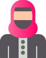 kvinna med niqaab platt lutning ikon vektor