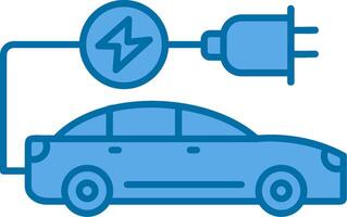 elektrisch Auto gefüllt Blau Symbol vektor