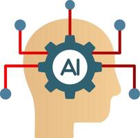 artificiell intelligens platt lutning ikon vektor