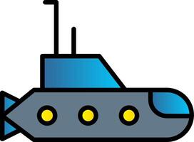 u-båt linje fylld lutning ikon vektor