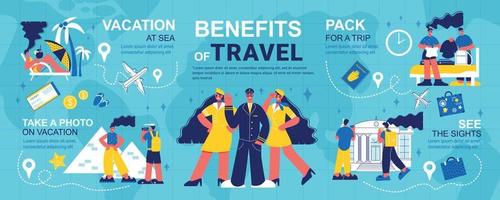 Urlaubsreisen Vorteile Infografiken vektor
