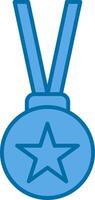 medalj fylld blå ikon vektor